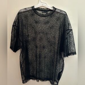 See through spider detailed shirt